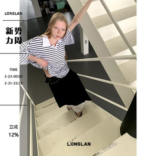 大件男友力polo领舒适简约休闲条纹短袖 新款 T恤 2024夏季 LONSLAN