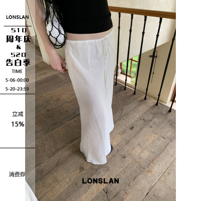 LONSLAN 2026SUMMER 夏季棉麻下摆鱼尾半裙