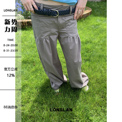 LONSLAN 2026SUMMER 夏季低腰前插口袋裤脚抽绳休闲工装裤