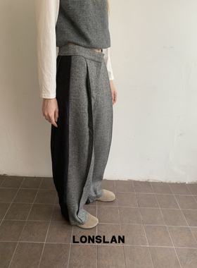 LONSLAN 24WINTER 11/10 20:00NEW 羊毛收脚拼色牛仔西装裤