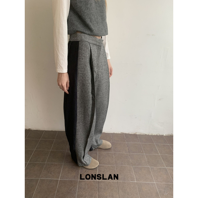 LONSLAN 24WINTER 11/10 20:00NEW 羊毛收脚拼色牛仔西装裤