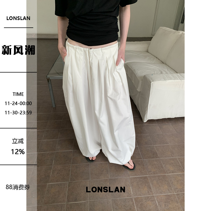 LONSLAN25SUMMER  抽绳灯笼阔腿裤