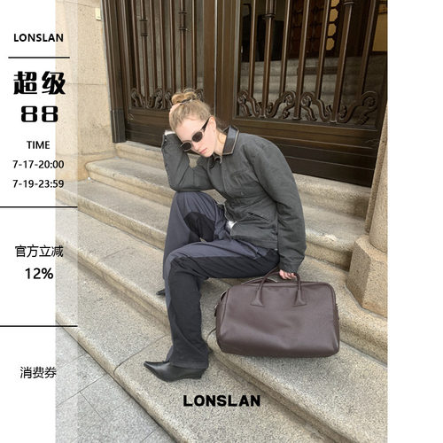 LONSLAN 24WINTER 12/9 20:00NEW收腰夹棉皮领拼接工装棉服外套