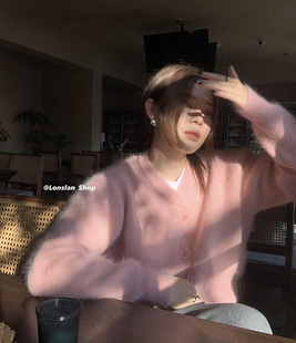 WINTER 毛衣 LONSLAN 00NEW圆领兔绒毛毛开衫 2022