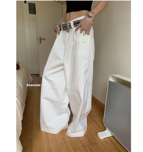 LONSLA质感插袋休闲阔腿裤