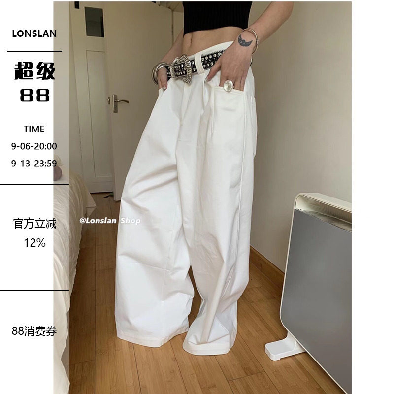 LONSLA质感插袋休闲阔腿裤图片