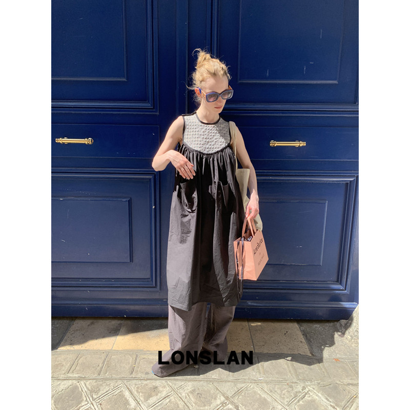 LONSLAN 2025 SUMMER 格纹拼接背心娃娃连衣裙,女装/女士精品,连衣裙,淘宝优惠券,粉丝福利购,淘宝优惠卷