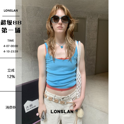 LONSLAN25SUMMER 显白时尚显瘦针织U领背心