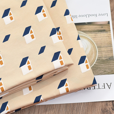 纯棉针织汗布卡通小房子图案