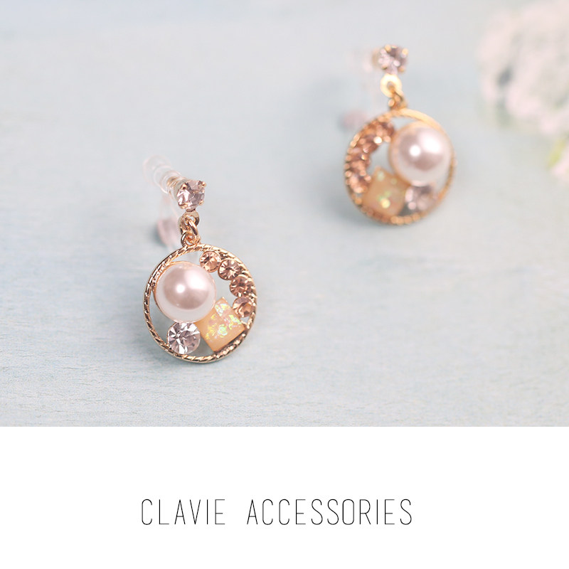 日本韩国系设计超仙精致微镶水钻珍珠耳夹无耳洞女清新精灵耳钉饰