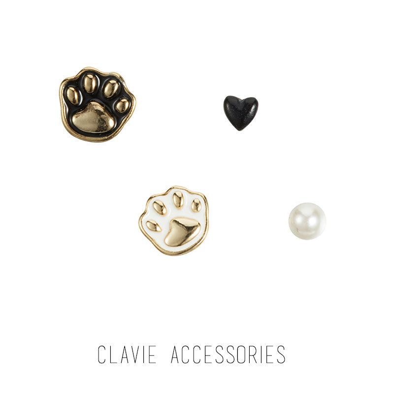 可爱学生耳钉无耳洞耳夹女猫爪