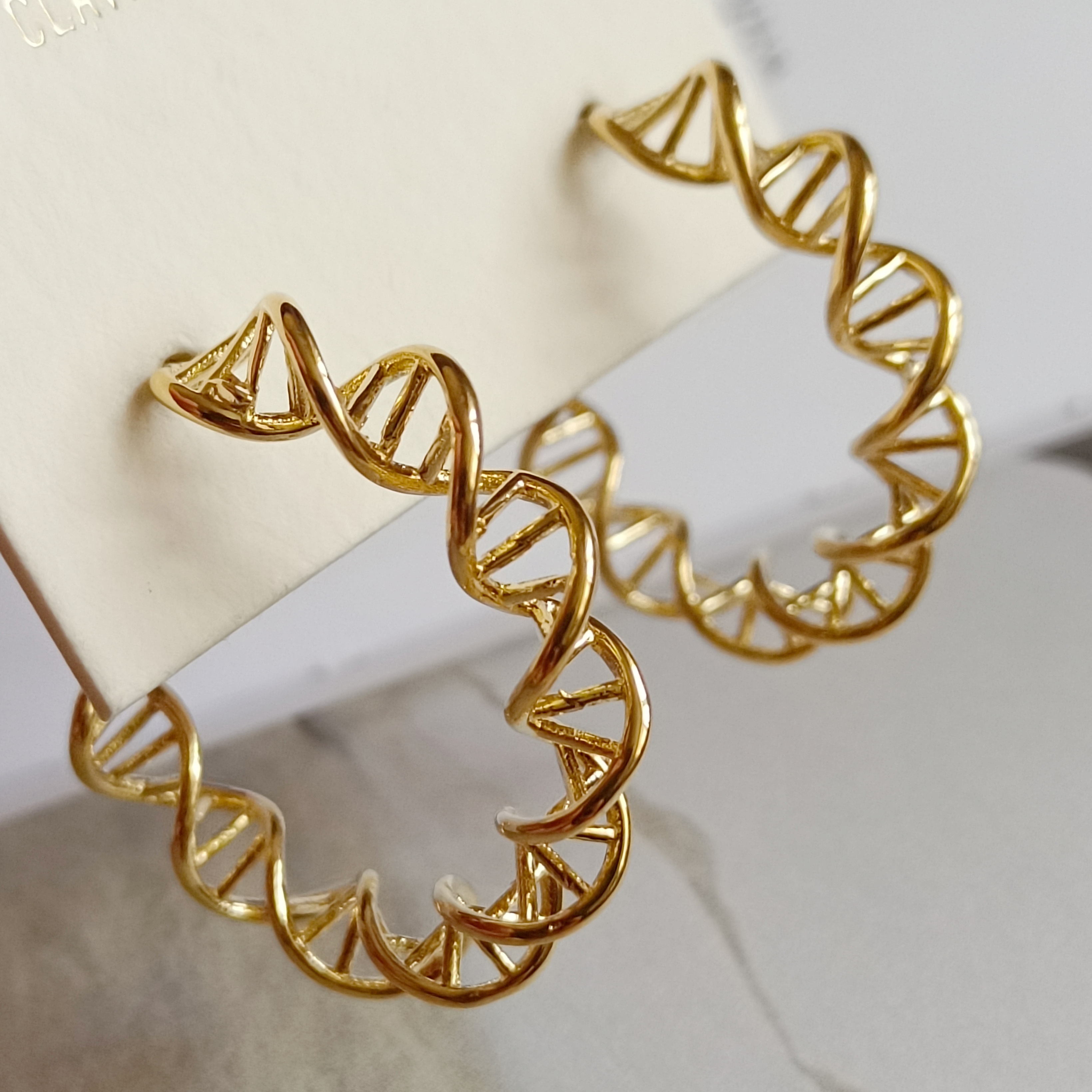 谁的DNA动了 独特小众设计感几何螺旋3D立体圆圈耳环耳钉无洞耳夹