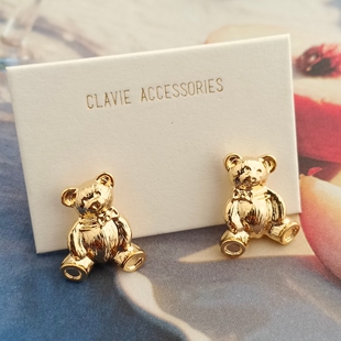 日系可爱甜美情人节送女友礼物无耳洞耳钉耳环立体软萌小熊熊耳夹