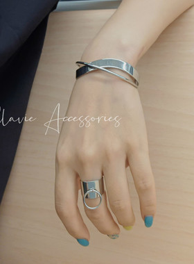 戒指男女宽圆环开口可调大小金银色ins小众时尚个性潮日系甜酷风