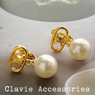 欧美风大牌设计高级质感人造珍珠凯旋门简约通勤OL耳钉耳环耳夹女