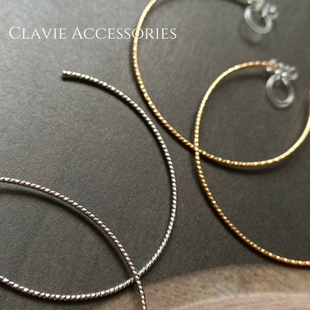 日本独特设计高级精致细圆圈大小金色银色耳钉耳环无耳洞耳夹日系