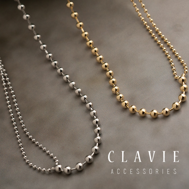 日本设计日系日式轻奢小众复古适合叠戴短链款双层女金色银色项链