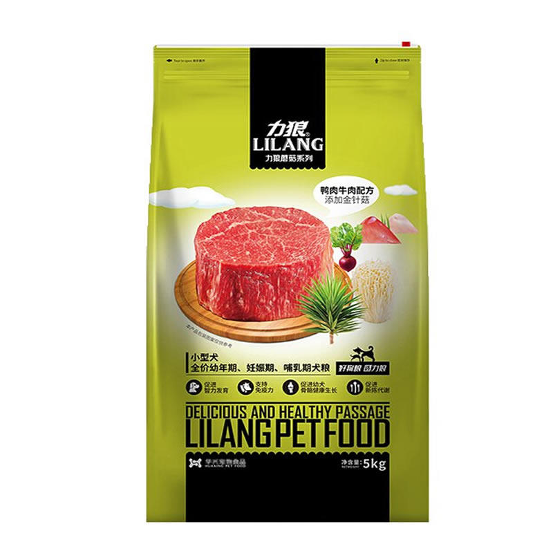 力狼蘑菇系列幼犬全价狗粮金针菇牛肉卷5kg泰迪贵宾博美比熊