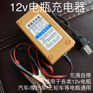 12V电池充电器12伏电动车单块铅酸电瓶充电器蓄电池智能修复通用