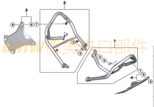 BMW宝马水鸟原厂R1300GS ADV RT发动机护杠防护防摔缸头保护盖板