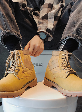 羊皮毛一体雪地靴男短靴防滑真皮加绒情侣马丁靴子冬季保暖棉鞋男