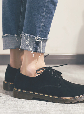 真皮英伦男士休闲鞋百搭低帮马丁情侣潮鞋牛津韩版皮鞋男鞋子冬季