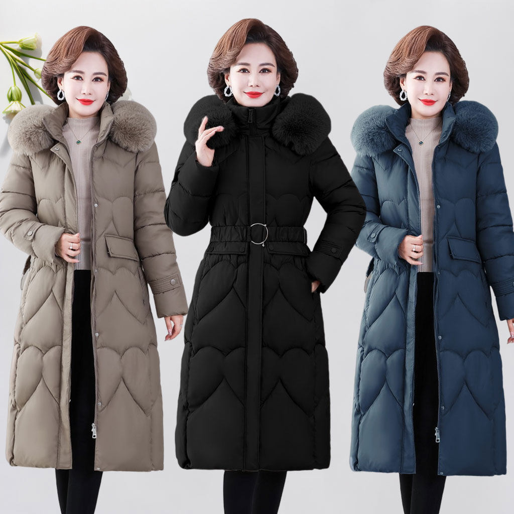中年妈妈羽绒棉服2025新款冬装减龄中长款大码外套中老年女装棉服