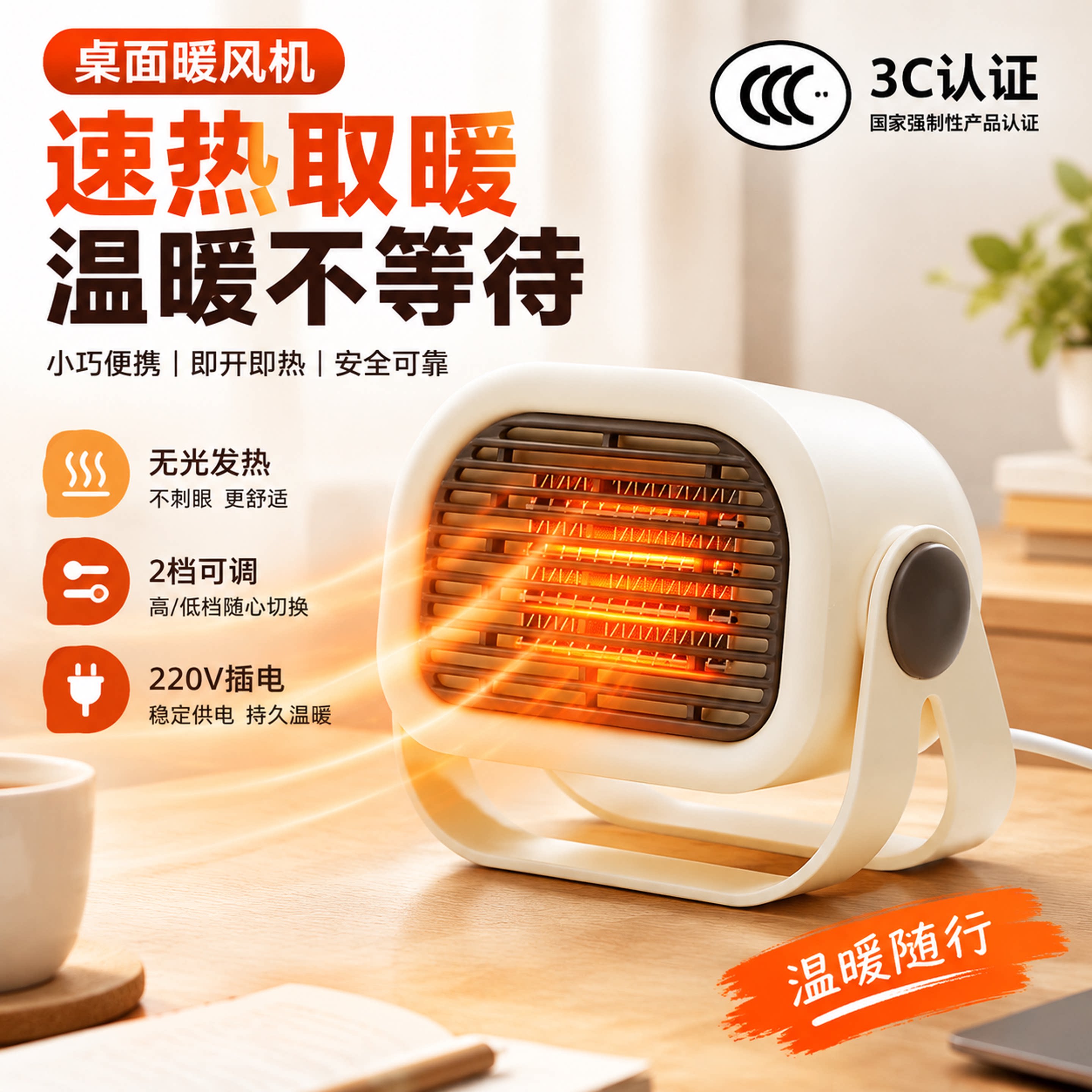 新款速热取暖器办公室桌面小型暖风机家用节能迷你台式静音电暖气