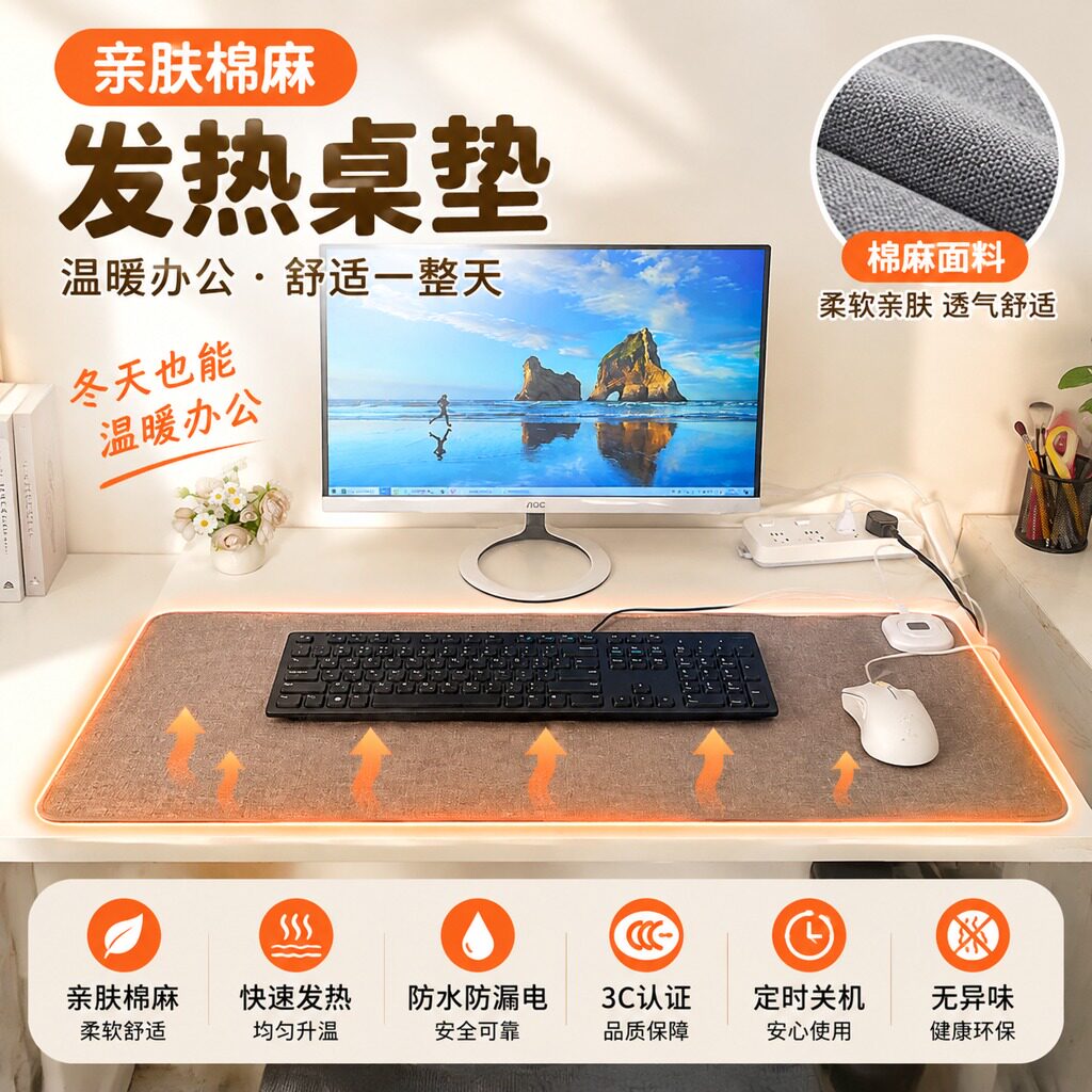 加热鼠标垫暖桌垫发热办公室桌面超大暖手电脑电热板保暖冬天学生