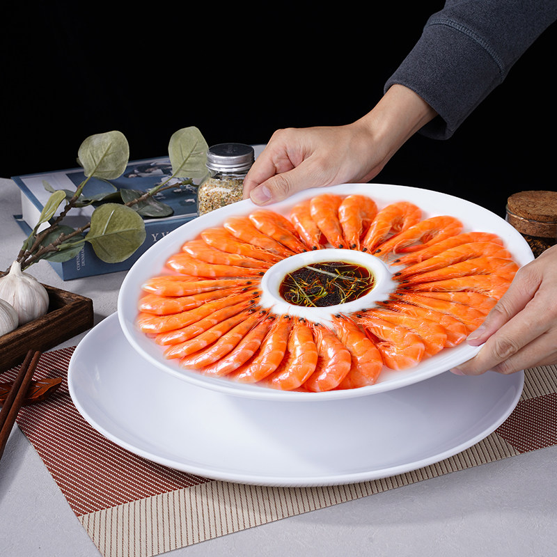 密胺餐厅虾盘带醋碟大虾白灼盘商用装饺子盘卤水拼盘饭店专用餐具,餐饮具,盘,淘宝优惠券,粉丝福利购,淘宝优惠卷