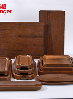 扬格密胺火锅盘子商用长方形牛肉盘自助餐配餐盘日式寿司木纹托盘