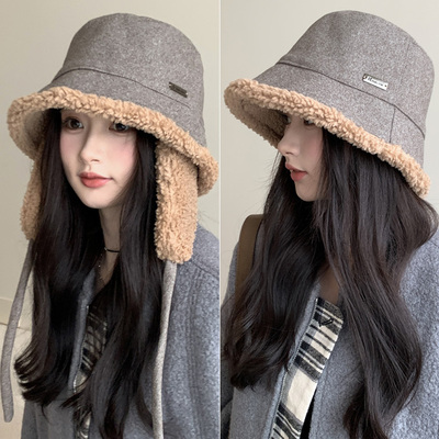帽子女冬季盆帽户外防寒骑车帽保暖套头加厚护耳毛绒帽防风雷锋帽