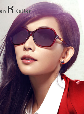 海伦凯勒太阳镜女时尚方脸优雅简约框防紫外线墨镜可配近视H8306