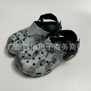 新款男鞋洞洞鞋新款特林户外运动鞋迷彩沙滩鞋时尚外穿凉鞋