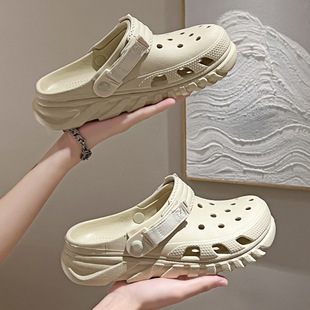 2025年新款夏季情侣涡轮洞洞鞋男沙滩鞋户外包头拖鞋女鞋外穿防滑