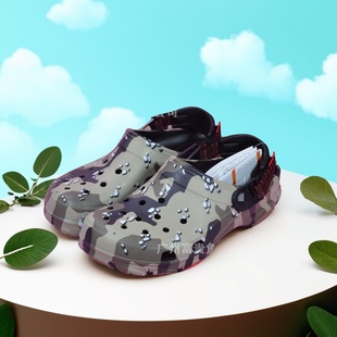 男鞋洞洞鞋特林转印户外运动鞋迷彩沙滩鞋时尚外穿凉鞋