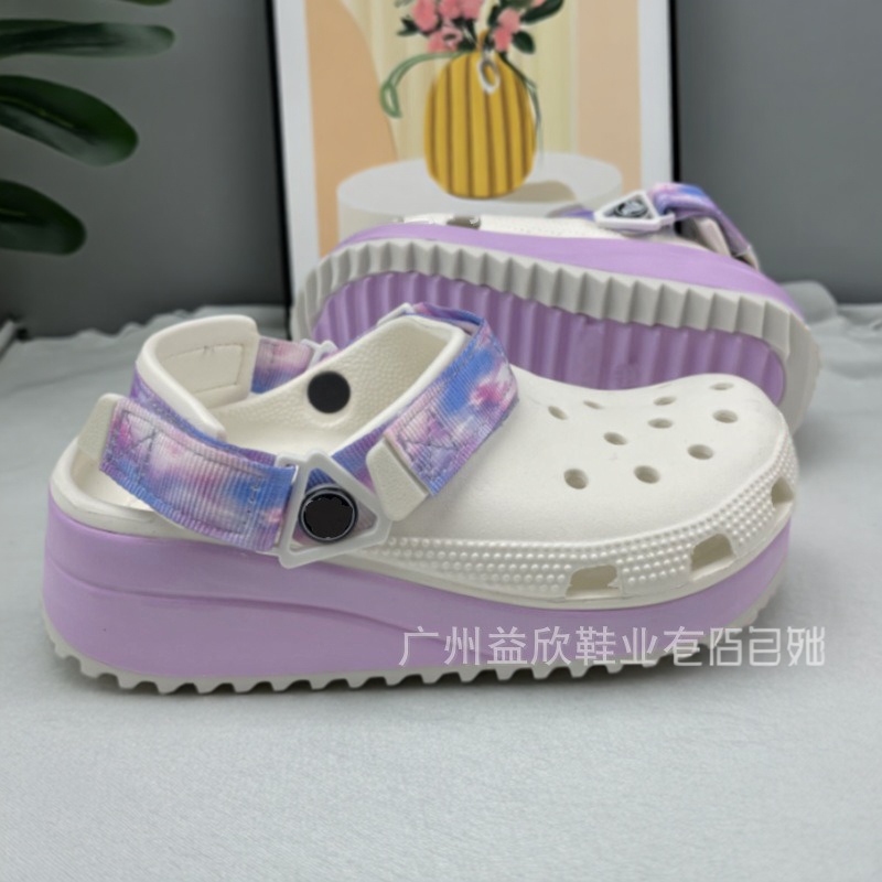 经典酷走炫彩洞洞鞋厚底增高凉拖