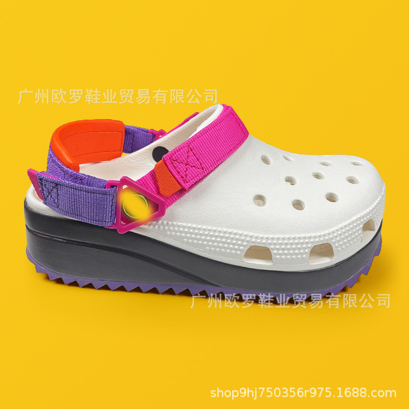 百搭酷走白灰潮牌露趾洞洞鞋厚底