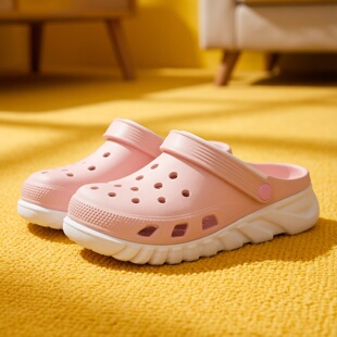 2026年夏季新款涡轮糖果色时尚百搭急速平底防滑男女洞洞鞋沙滩鞋
