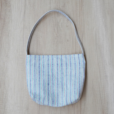 原创手作设计条纹纯棉老土布手织布手工布包单肩包高级复古文艺