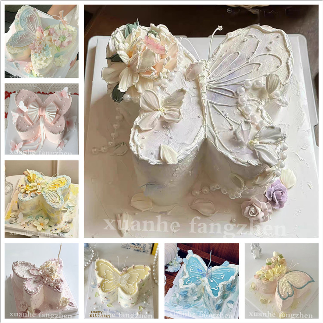 小红书唯美蝴蝶仿真蛋糕模型情人节母亲节仙女生日摄影假蛋糕样品
