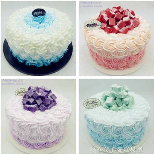 轩和蛋糕模型 仿真奶油曲花生日蛋糕模型 精美开业裱花蛋糕样品