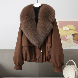 2025冬新款年轻款超好看大狐狸毛领皮草派克鹅绒羽绒服女短款加厚