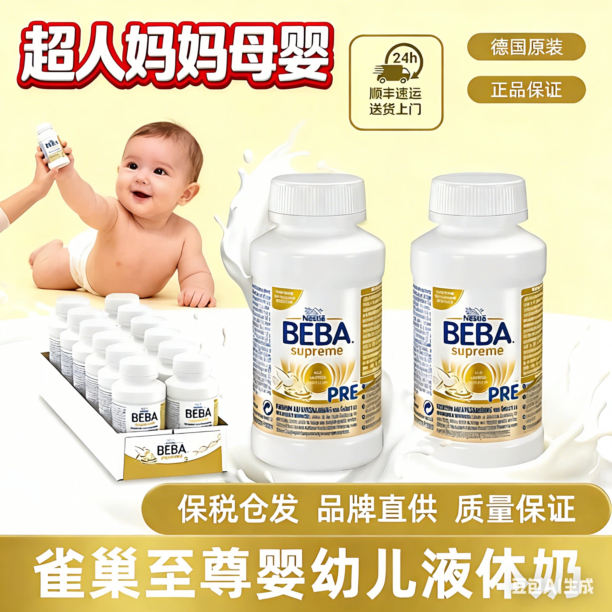 德国雀巢BEBA液体奶至尊版6HMO婴幼儿配方液态奶粉水奶200ml*12瓶
