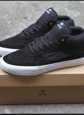 特价OPUS专业中帮男滑板鞋翻毛皮耐磨透气防滑BMX鞋fallen黑白款