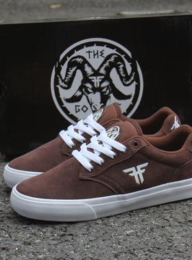 咖啡色fallen滑板鞋THE GOAT翻毛皮鞋面柔软舒适男女DC板鞋PRO款