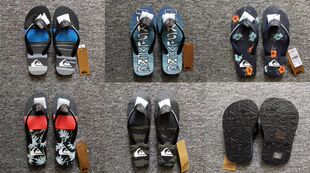 冲浪滑板Quiksilver男装 pvc人字带全印花橡胶鞋 底凉拖休闲鞋 男款