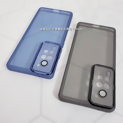 适用vivoX60手机壳X60Pro保护套硅胶V2046A半透黑V2047A透明白自带镜头膜防摔防滑直边磨砂软壳男女新款