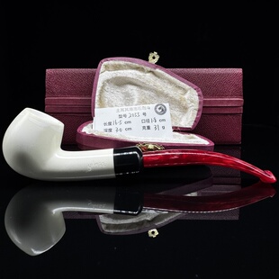 土耳其海泡石烟斗军插天然整块原石雪花料大师纯手工雕刻签名2055