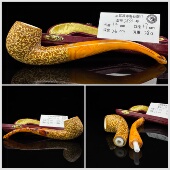 土耳其海泡石烟斗小号特级雪花料整块原石大师手工雕刻签名